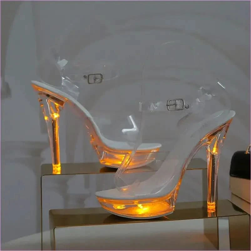 Luminous Transparent Platform Shoes with Led Lights 13cm High Heels - Pleasures and Sins