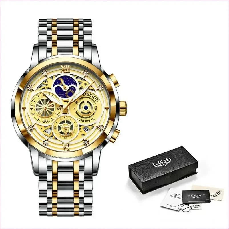Luxury Mens Quartz Skeleton Waterproof Multifunctional Watch - Pleasures and Sins