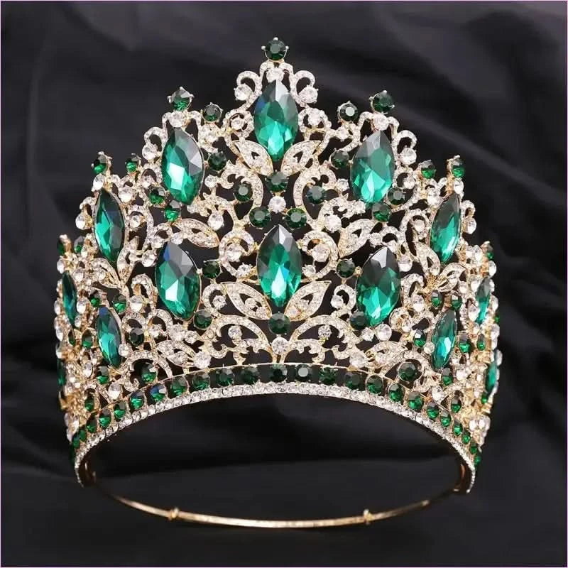 Luxury Royal Crown Tiara with Crystals and Filigree Designs - Pleasures and Sins