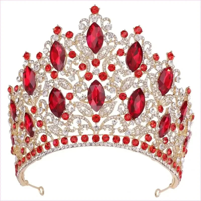 Luxury Royal Crown Tiara with Crystals and Filigree Designs - Pleasures and Sins