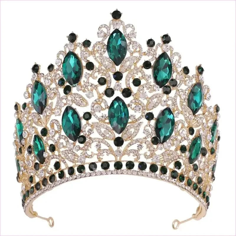 Luxury Royal Crown Tiara with Crystals and Filigree Designs - Pleasures and Sins