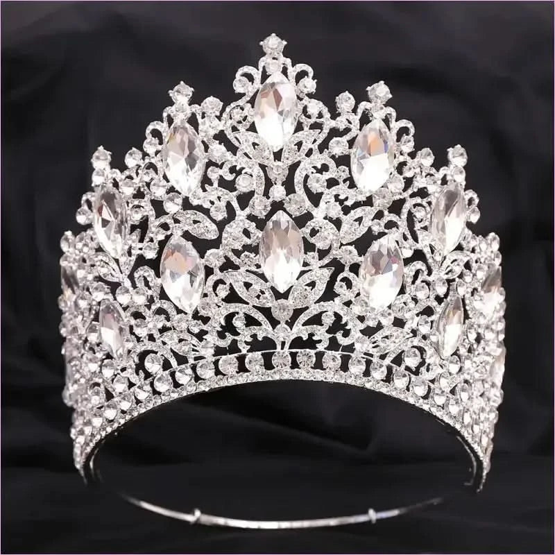Luxury Royal Crown Tiara with Crystals and Filigree Designs - Pleasures and Sins