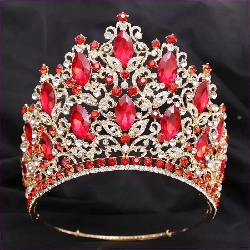 Luxury Royal Crown Tiara with Crystals and Filigree Designs - Pleasures and Sins