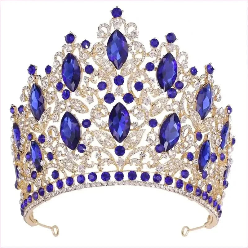 Luxury Royal Crown Tiara with Crystals and Filigree Designs - Pleasures and Sins