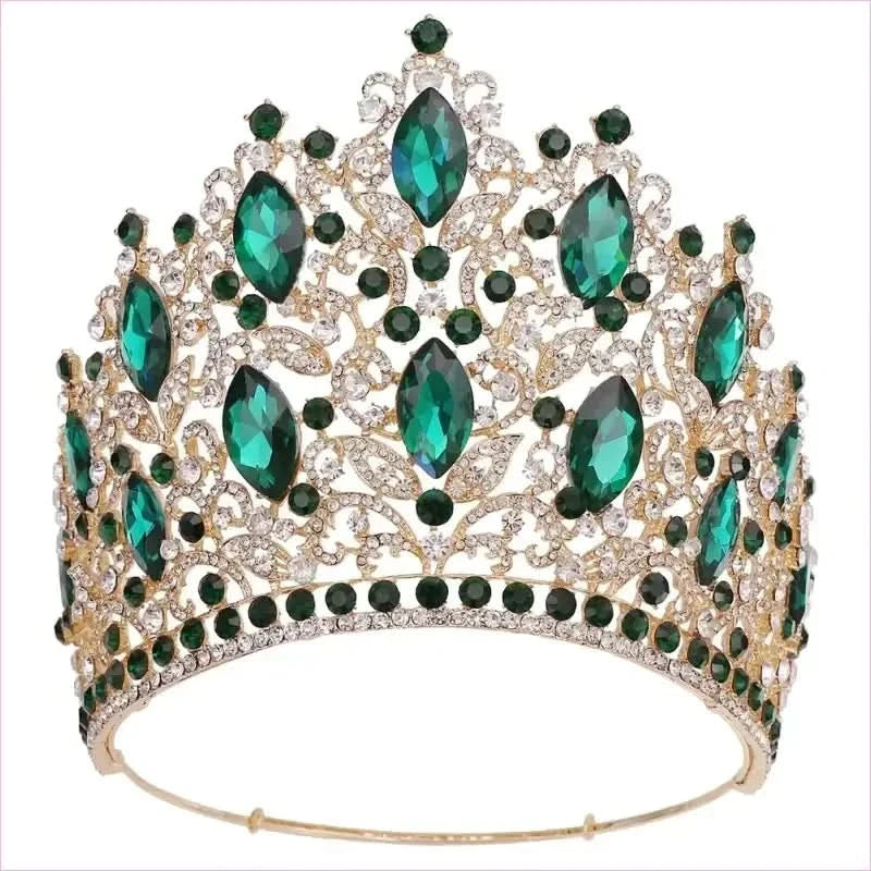Luxury Royal Crown Tiara with Crystals and Filigree Designs - Pleasures and Sins