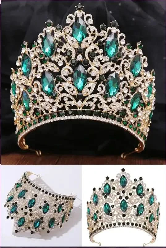 Luxury Royal Crown Tiara with Crystals and Filigree Designs - Pleasures and Sins