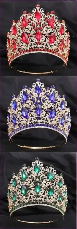 Luxury Royal Crown Tiara with Crystals and Filigree Designs - Pleasures and Sins