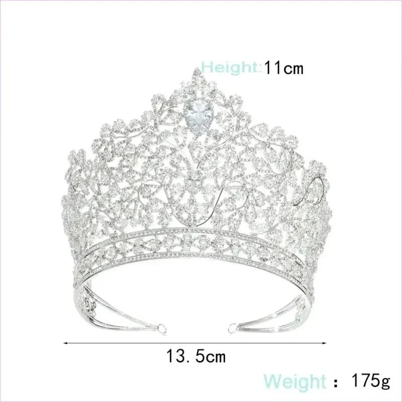 Luxury Zirconia Large Bridal Crown Crystal Tiara Headdress for Brides - Pleasures and Sins