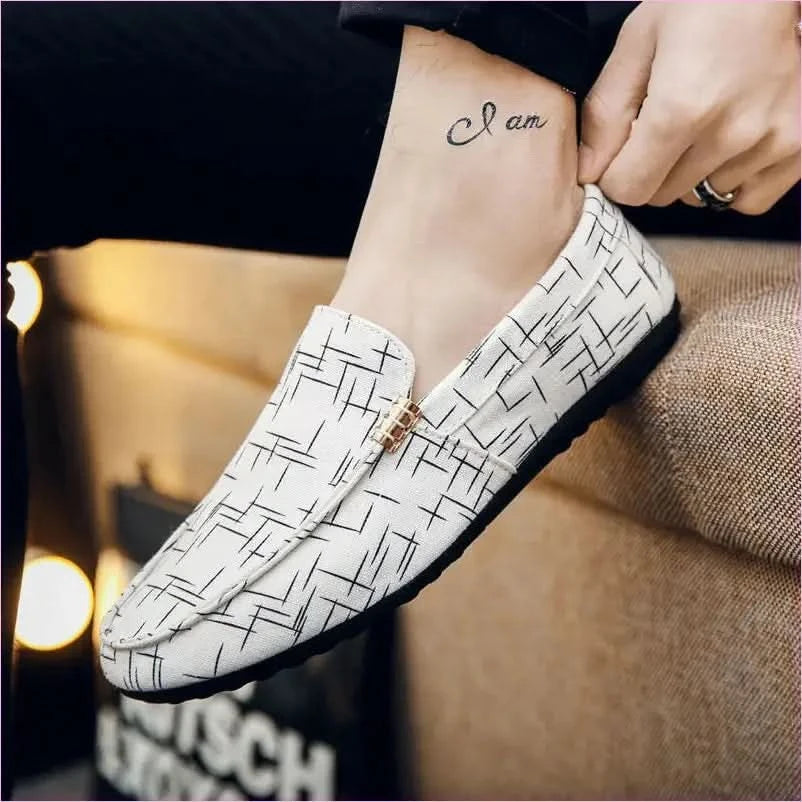 Men Loafers in Light Canvas for Casual Spring Style - Pleasures and Sins