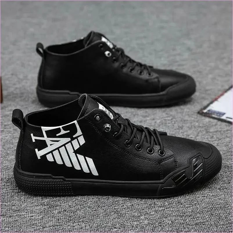 Men's Black Printed High Top Sneakers for Skateboarding - Pleasures and Sins