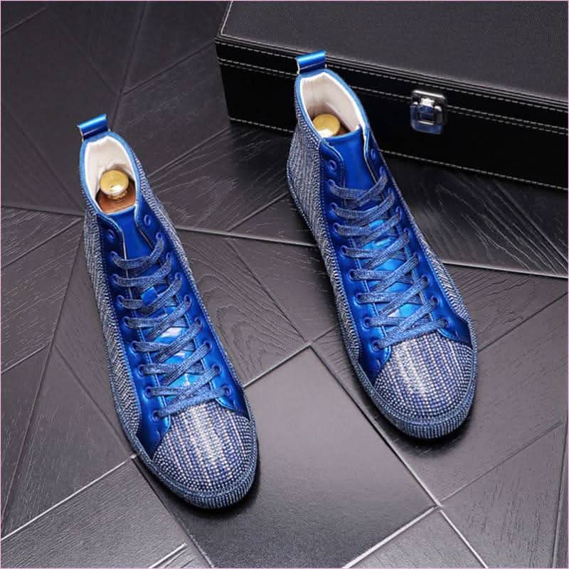 Mens High-top Men's Rhinestone Casual Glittered Boots - Pleasures and Sins