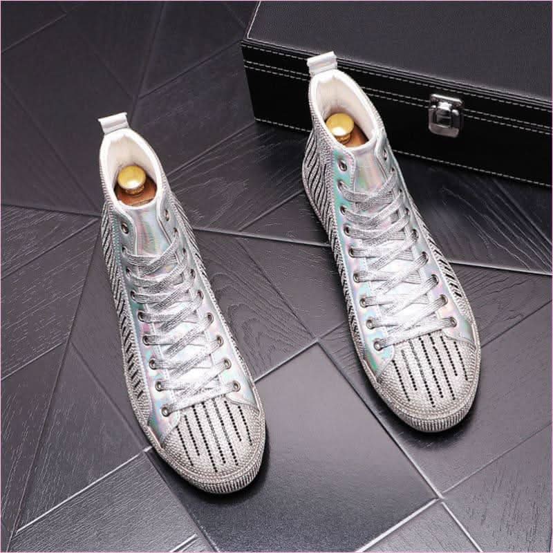 Mens High-top Men's Rhinestone Casual Glittered Boots - Pleasures and Sins