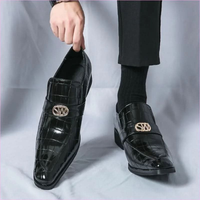 Men’s Pointed Toe Crocodile Pattern Casual Fashion Shoes - Pleasures and Sins