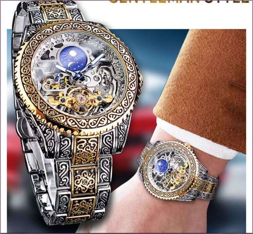 Men's Stainless Steel Skeleton Carved Tourbillon Mechanical Watch - Pleasures and Sins