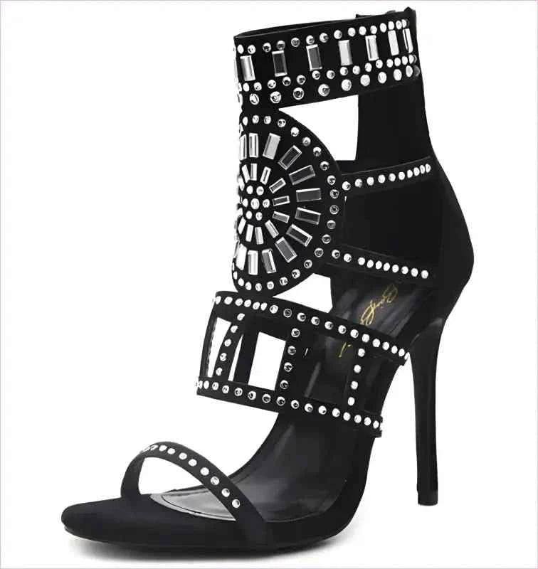 Ornate Open Toe Beaded Strappy Ankle Length Ladies Sandals - Pleasures and Sins