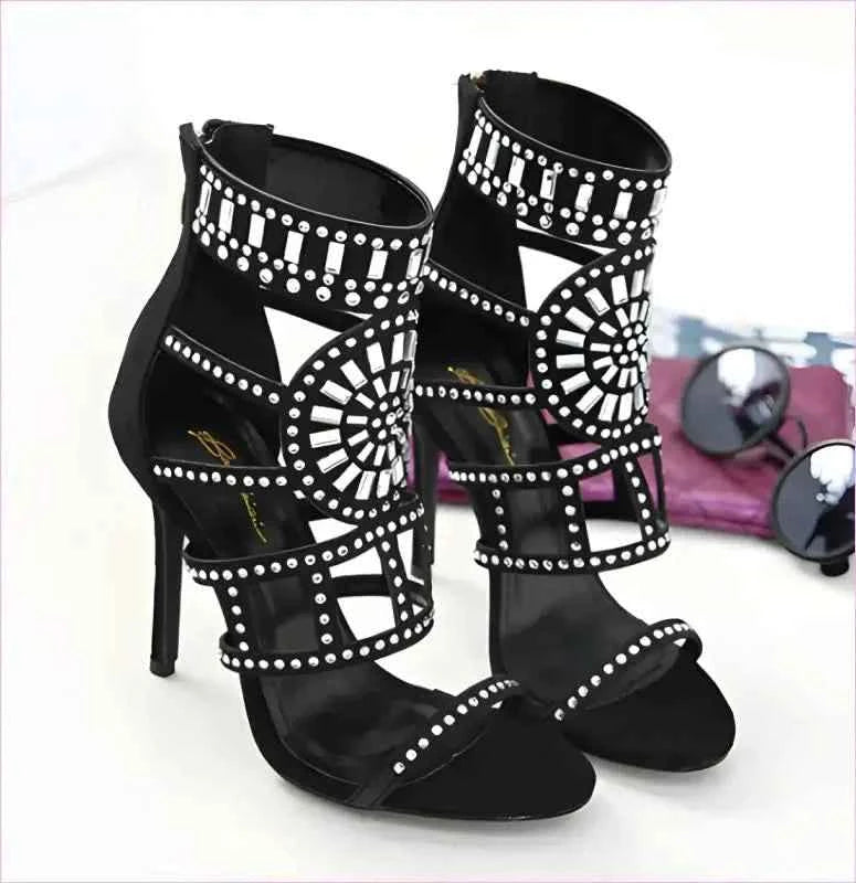 Ornate Open Toe Beaded Strappy Ankle Length Ladies Sandals - Pleasures and Sins