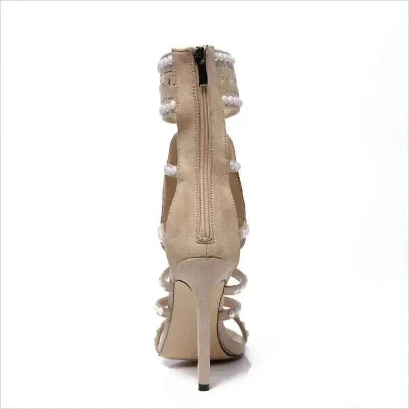 Ornate Open Toe Beaded Strappy Ankle Length Ladies Sandals - Pleasures and Sins