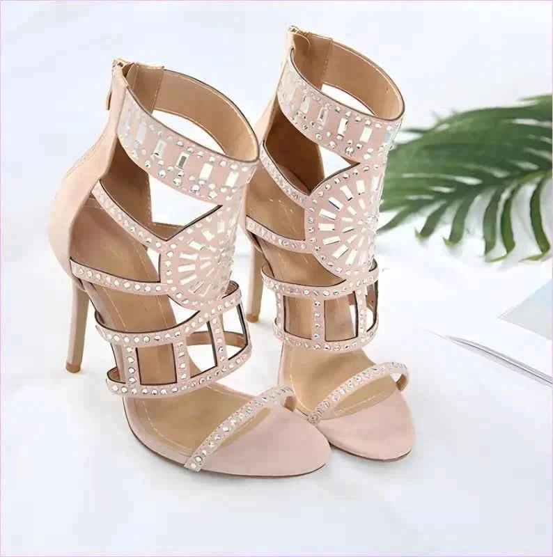 Ornate Open Toe Beaded Strappy Ankle Length Ladies Sandals - Pleasures and Sins