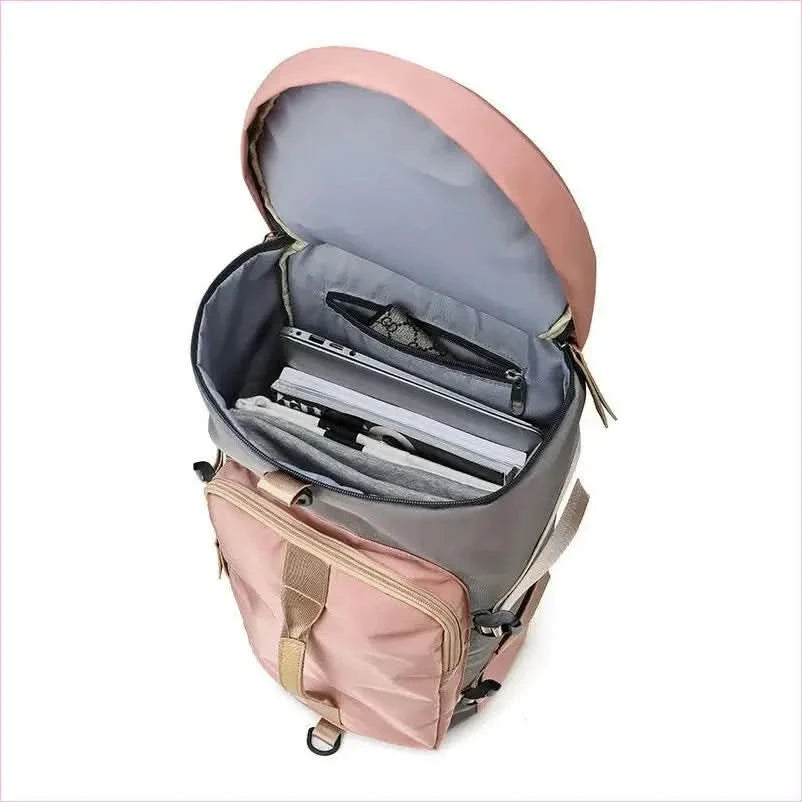 Pink and Gray Womens Gym Bag Backpack with Matching Duffel Bag - Pleasures and Sins