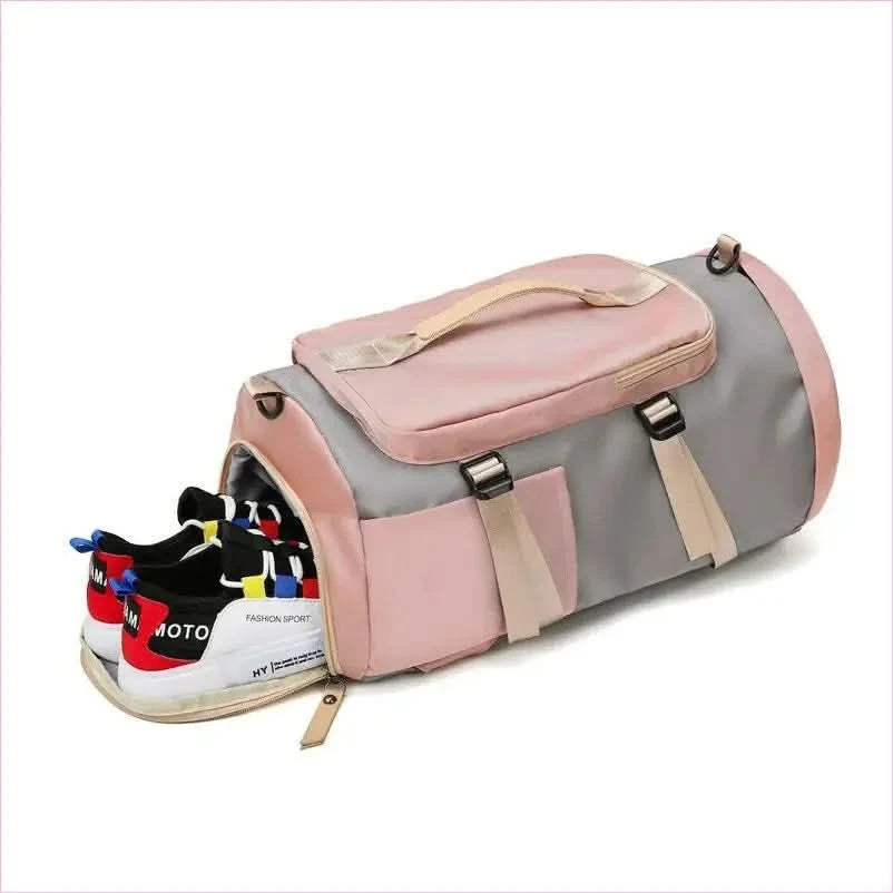 Pink and Gray Womens Gym Bag Backpack with Matching Duffel Bag - Pleasures and Sins