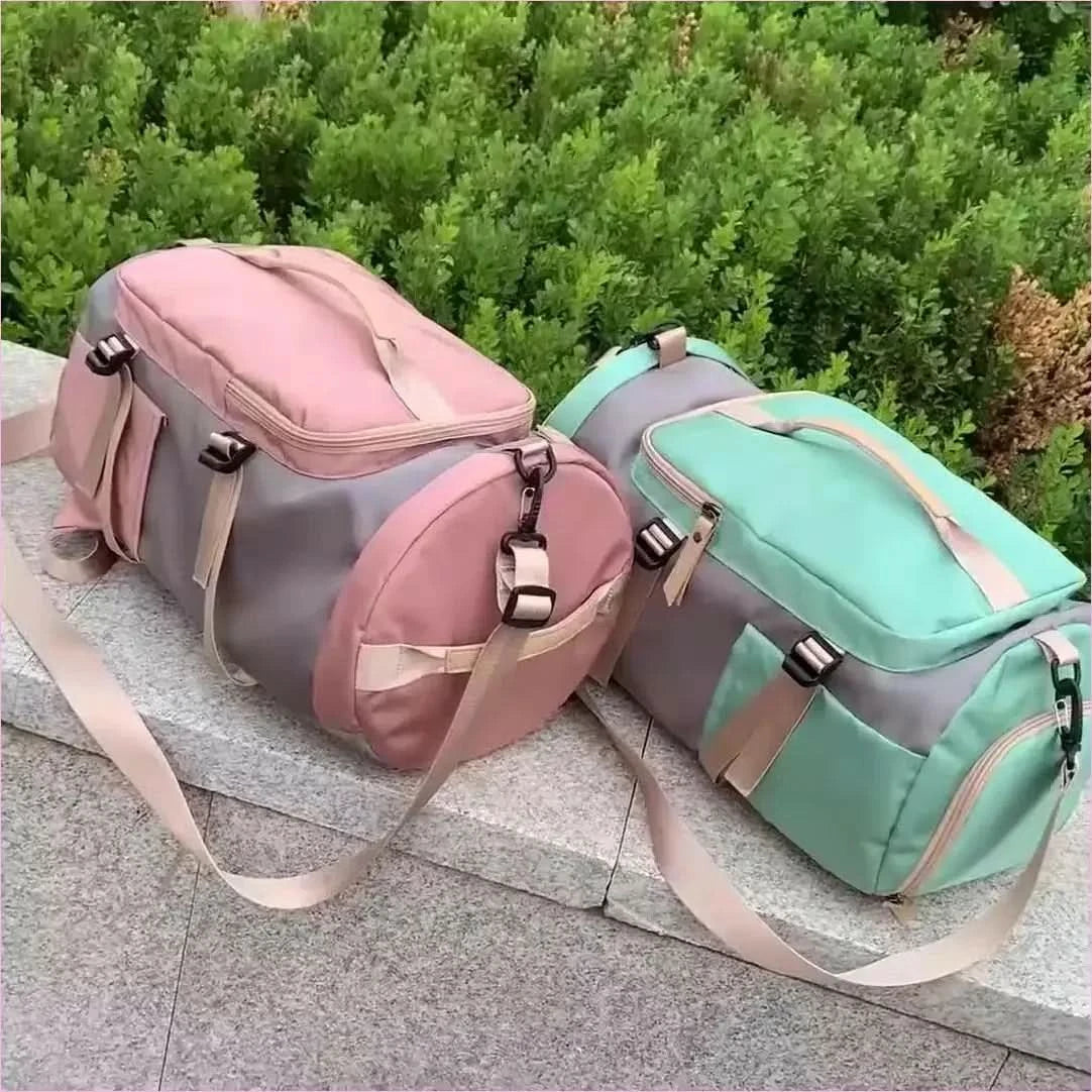 Pink and Gray Womens Gym Bag Backpack with Matching Duffel Bag - Pleasures and Sins