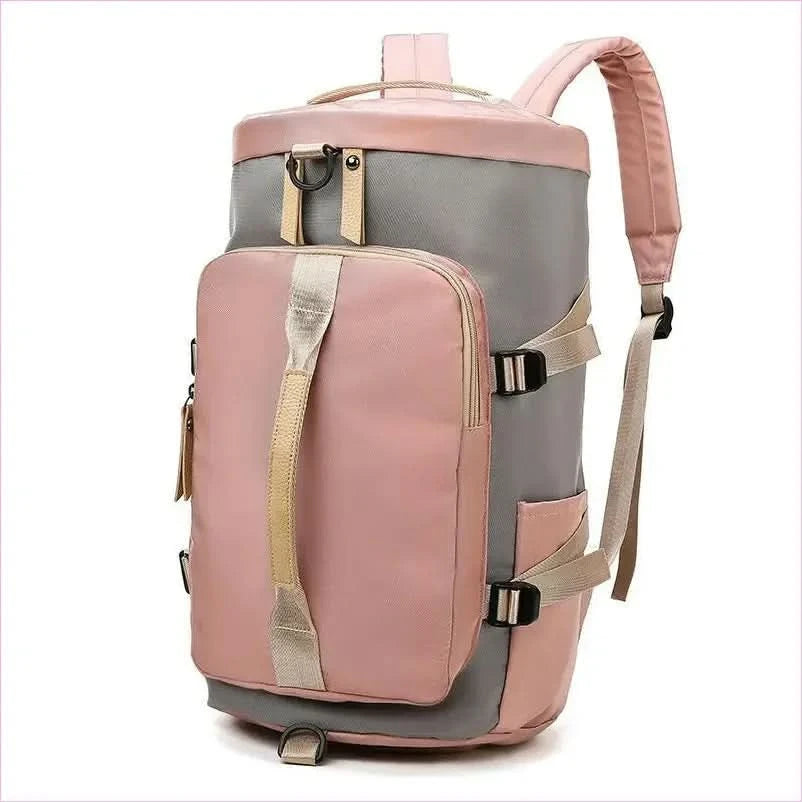 Pink and Gray Womens Gym Bag Backpack with Matching Duffel Bag - Pleasures and Sins
