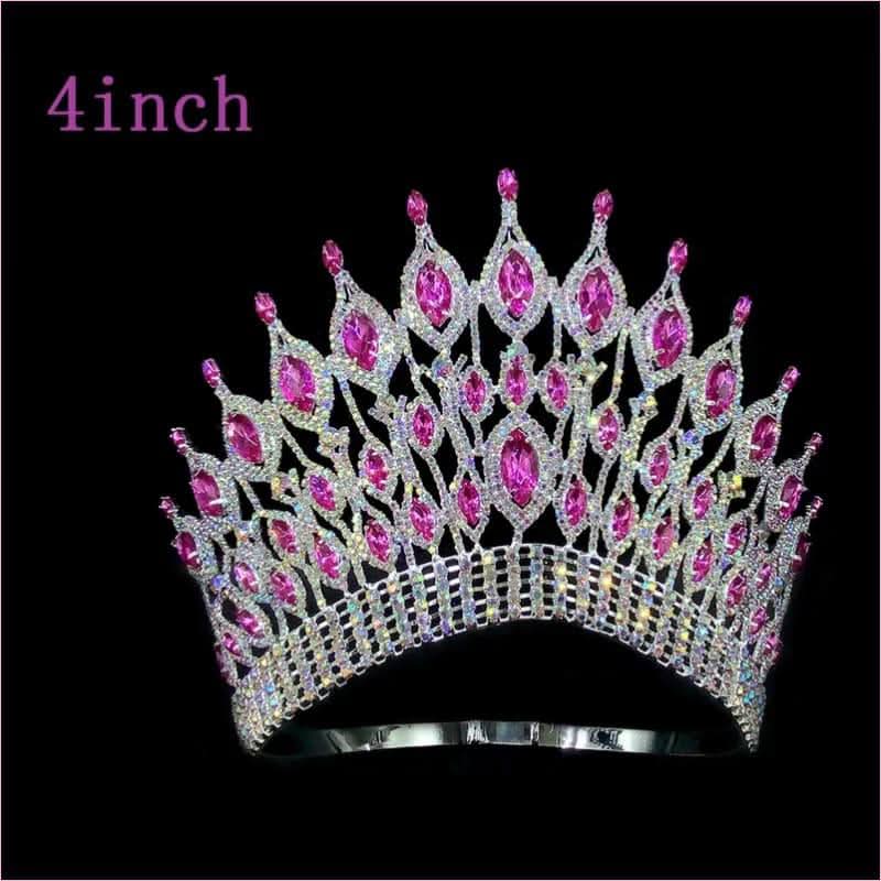 Pink Gemstone Rhinestone Wedding Crown Tiara Hair Jewellery - Pleasures and Sins