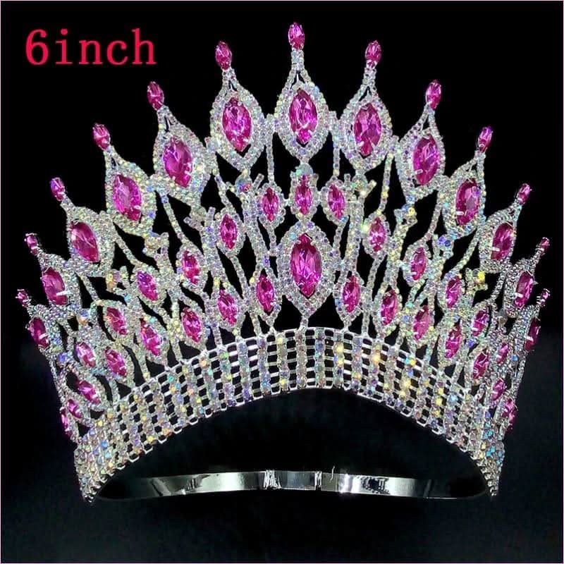 Pink Gemstone Rhinestone Wedding Crown Tiara Hair Jewellery - Pleasures and Sins