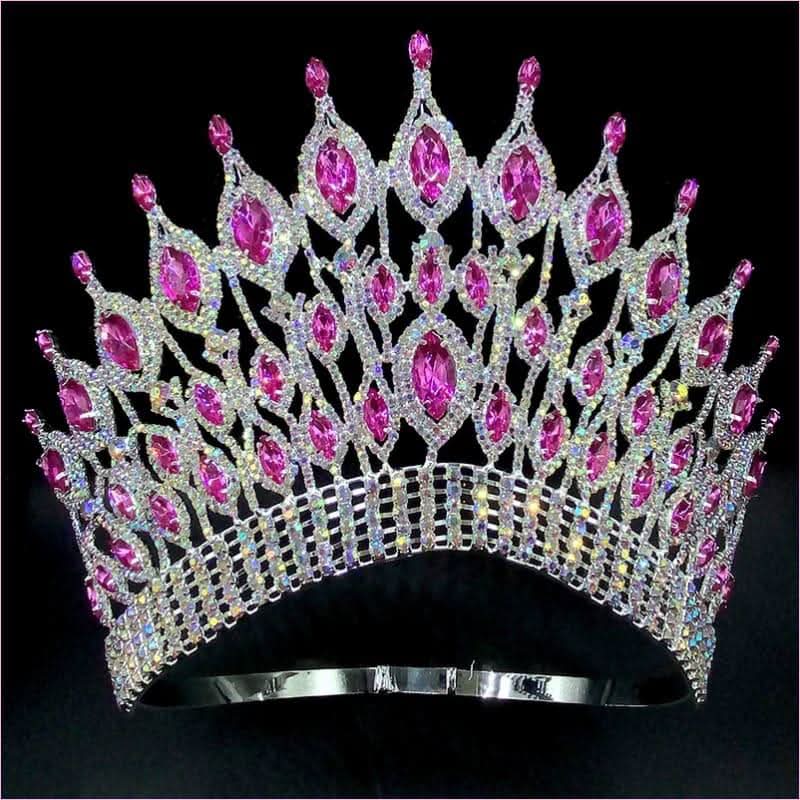 Pink Gemstone Rhinestone Wedding Crown Tiara Hair Jewellery - Pleasures and Sins