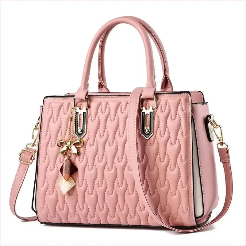 Pink Quilted High Capacity Fashion Handbag with Gold Hardware - Pleasures and Sins