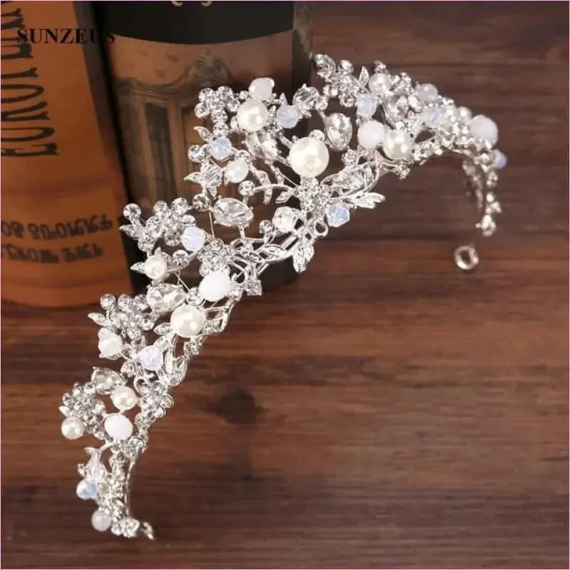 Pleasures and Sins Crystal Bridal Tiara with Pearl Headband - Pleasures and Sins