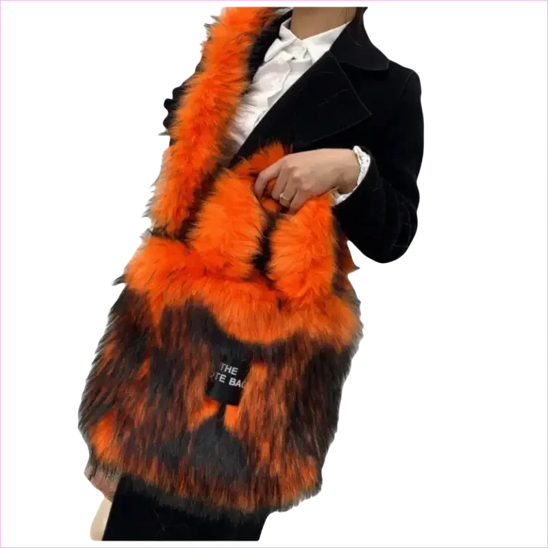 Rainbow Faux Fur Crossbody Tote Bag with Large Capacity - Pleasures and Sins