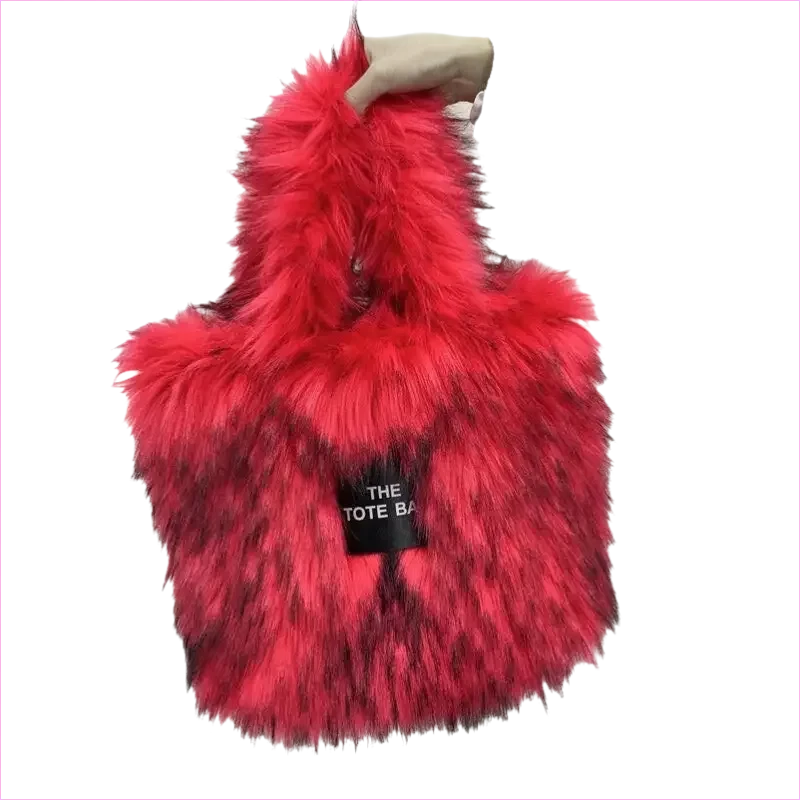 Rainbow Faux Fur Crossbody Tote Bag with Large Capacity - Pleasures and Sins