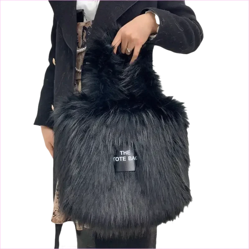Rainbow Faux Fur Crossbody Tote Bag with Large Capacity - Pleasures and Sins