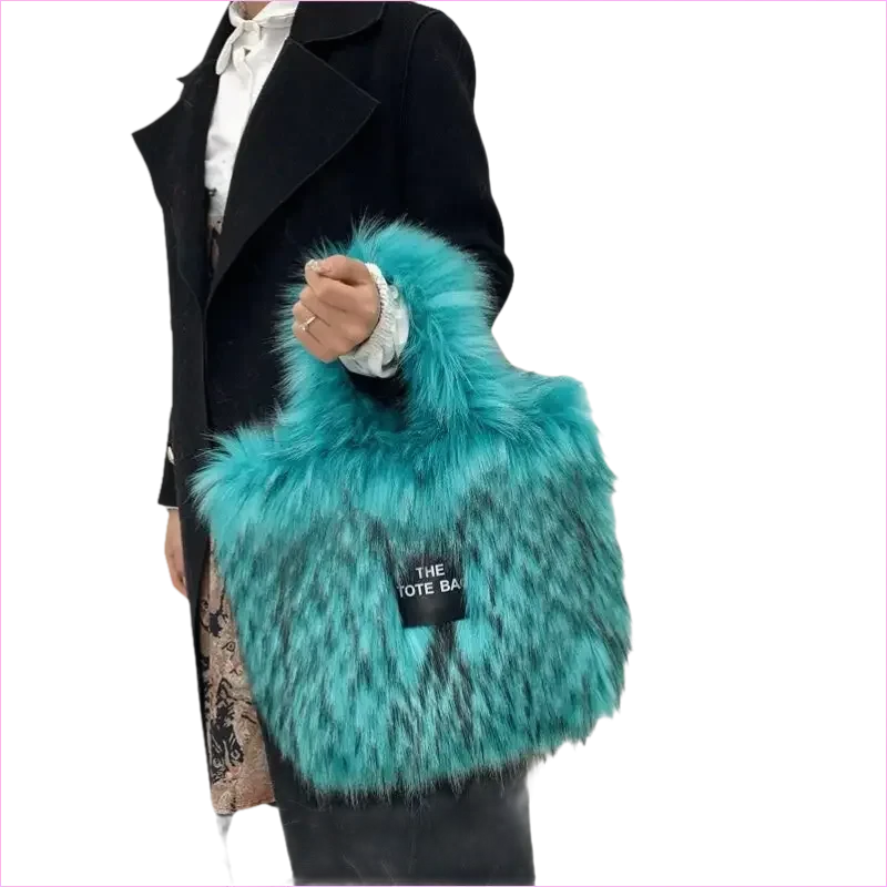 Rainbow Faux Fur Crossbody Tote Bag with Large Capacity - Pleasures and Sins