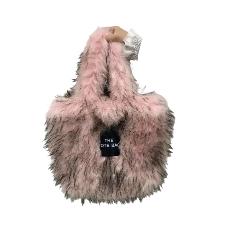 Rainbow Faux Fur Crossbody Tote Bag with Large Capacity - Pleasures and Sins
