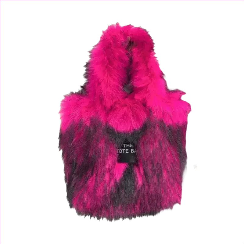 Rainbow Faux Fur Crossbody Tote Bag with Large Capacity - Pleasures and Sins