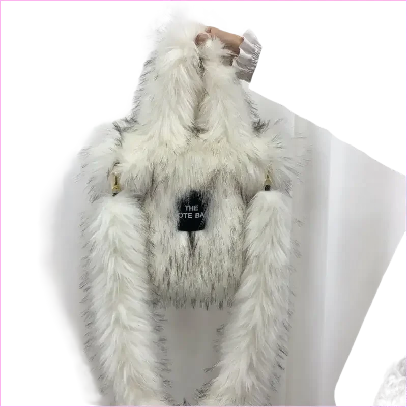 Rainbow Faux Fur Crossbody Tote Bag with Large Capacity - Pleasures and Sins
