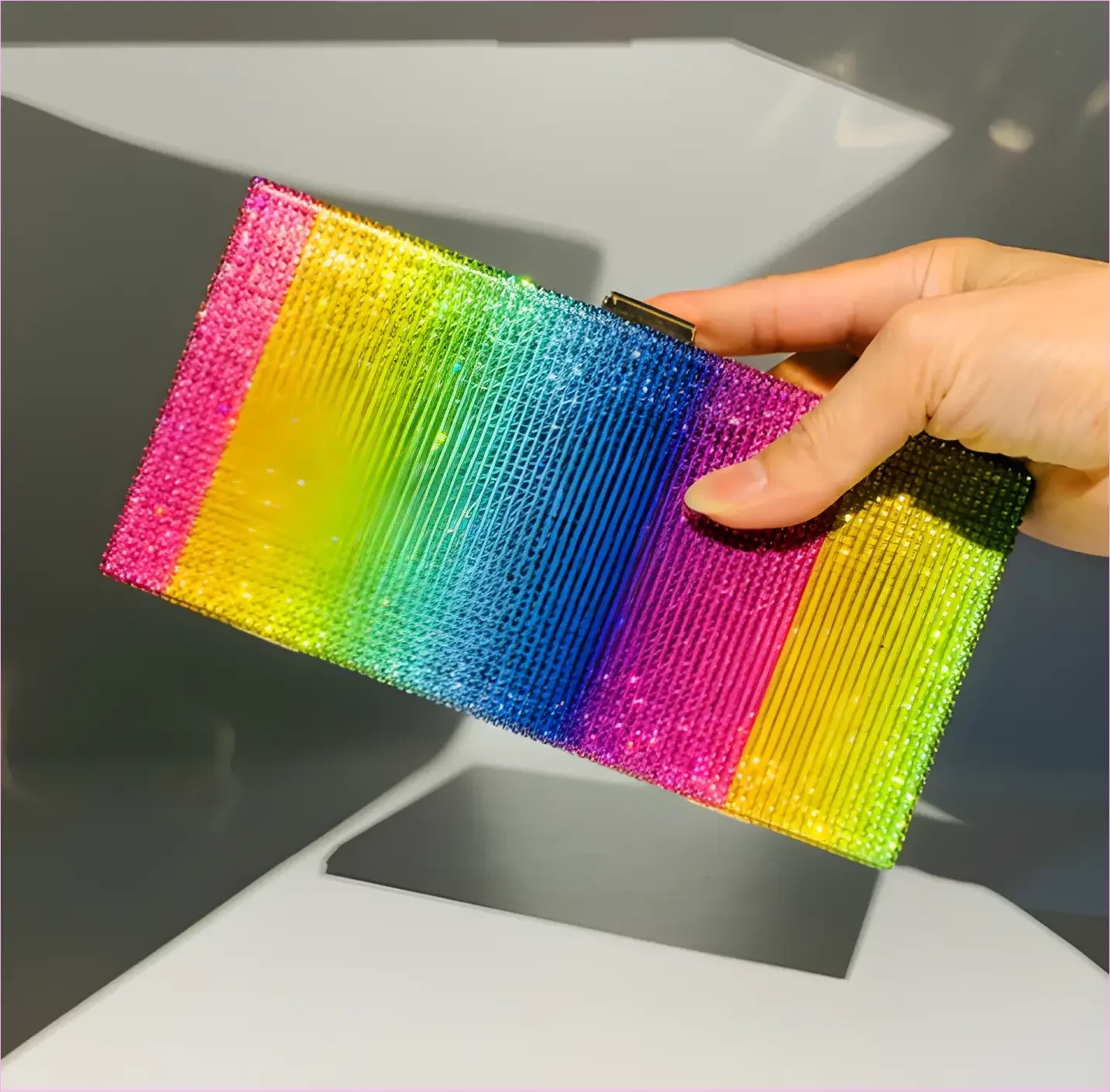Rainbow Glitter Handheld Diamante Clutch for Women’s Pride Dinner - Pleasures and Sins