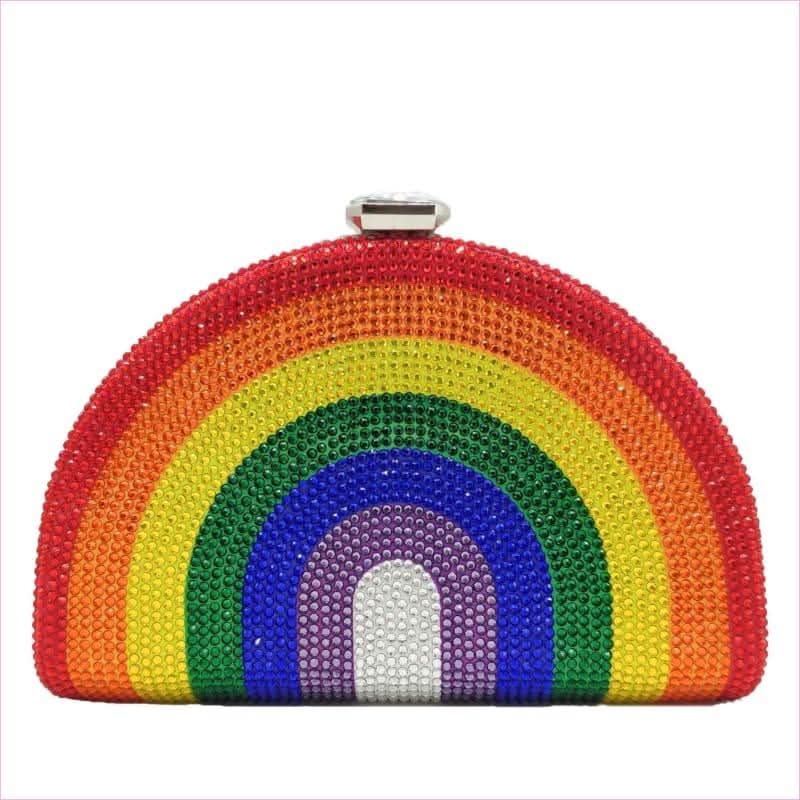 Rhinestone Pride Rainbow Shape Clutch Shoulder Bag for Pride and Style - Pleasures and Sins