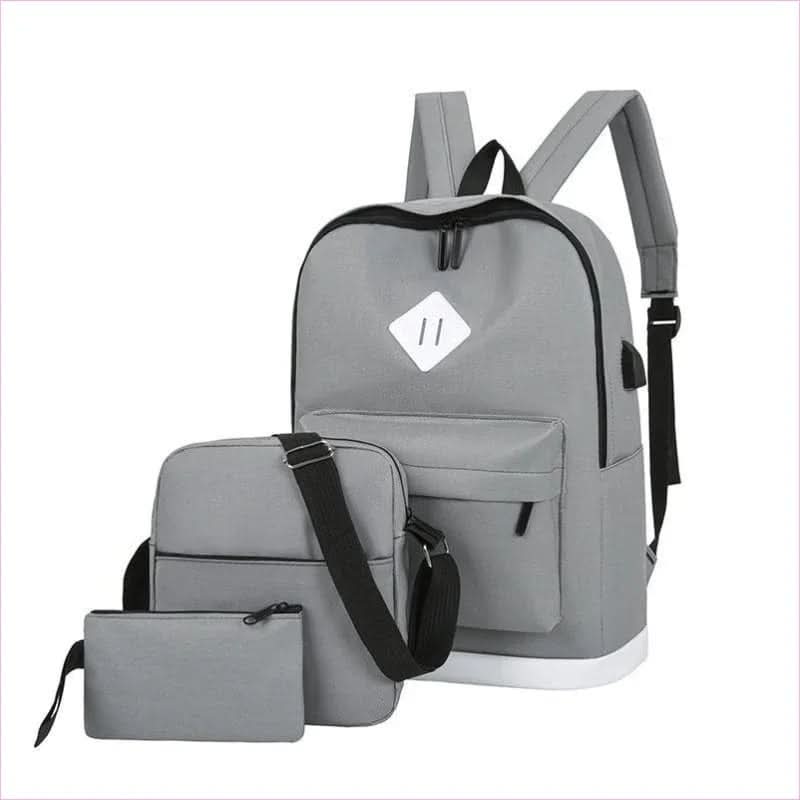 Set Of 3 Large Capacity Usb Backpack, shoulder bag and wallet - Pleasures and Sins
