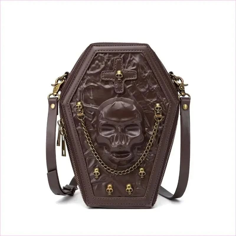 Skull Embossed Coffin Outer Bag Embossed Coffin Shape Bag Gothic Skull Coffin Bag Skull Coffin Handbag Steampunk - Pleasures and Sins