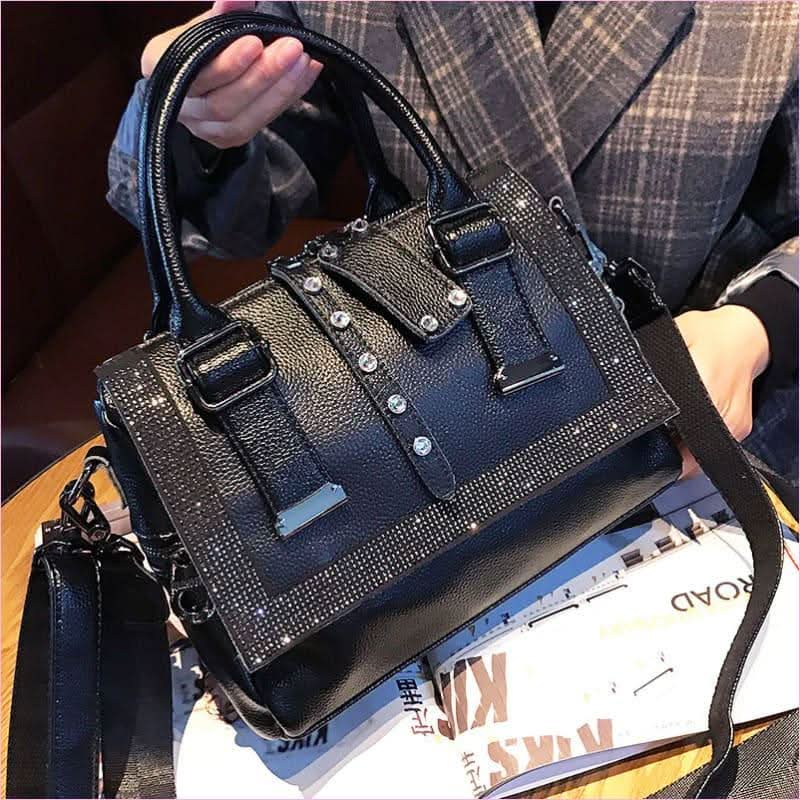 Soft Leather Rhinestone Encrusted Large Handbag for Style and Functionality - Pleasures and Sins