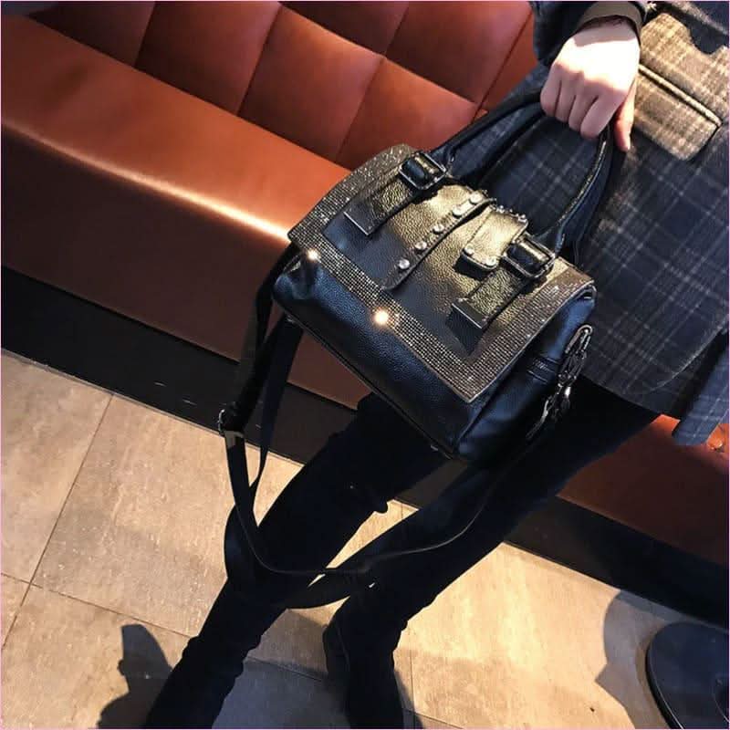 Soft Leather Rhinestone Encrusted Large Handbag for Style and Functionality - Pleasures and Sins