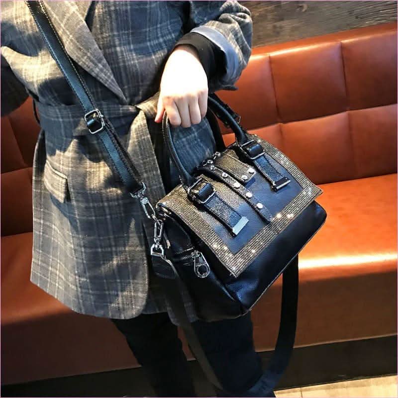 Soft Leather Rhinestone Encrusted Large Handbag for Style and Functionality - Pleasures and Sins