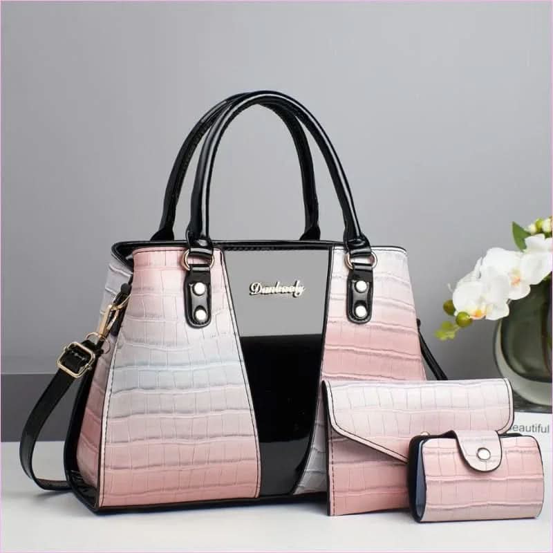 Sophisticated Three Piece Shoulder Bag Set with Crocodile Pattern - Pleasures and Sins