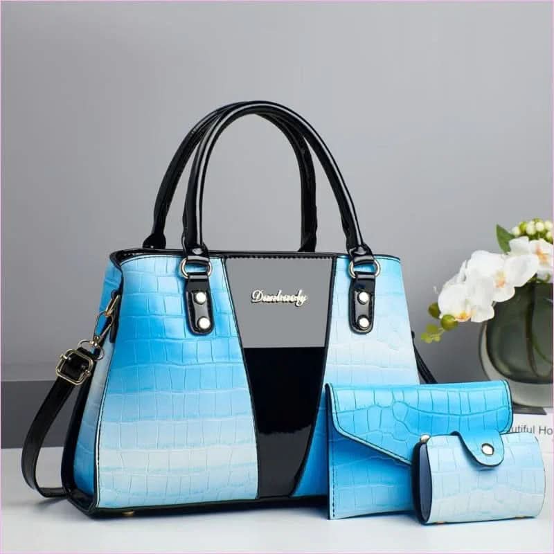 Sophisticated Three Piece Shoulder Bag Set with Crocodile Pattern - Pleasures and Sins