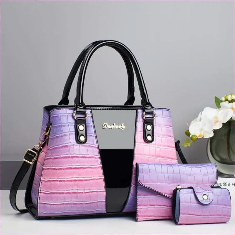 Sophisticated Three Piece Shoulder Bag Set with Crocodile Pattern - Pleasures and Sins