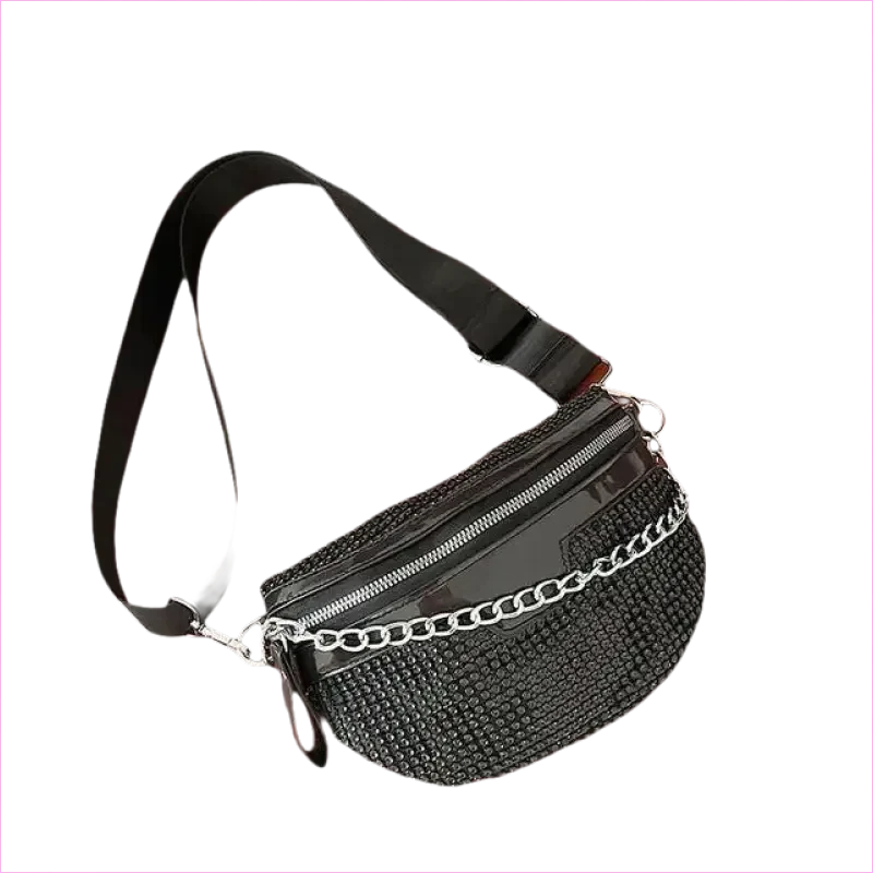 Sparkly Rhinestone Luxury Bum Bag Fanny Pack in Silver - Pleasures and Sins