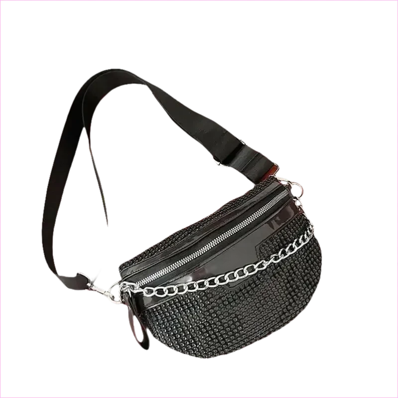 Sparkly Rhinestone Luxury Bum Bag Fanny Pack in Silver - Pleasures and Sins